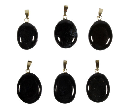 Onyx hanger ovaal met 14k gouden oogje Onyx hanger ovaal met 14k gouden oogje