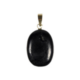 Shungiet hanger ovaal met 14k gouden oogje Shungiet hanger ovaal met 14k gouden oogje