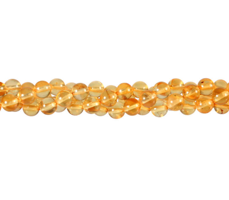 Barnsteen (geel) kralen rond 6 mm (streng van 40 cm)