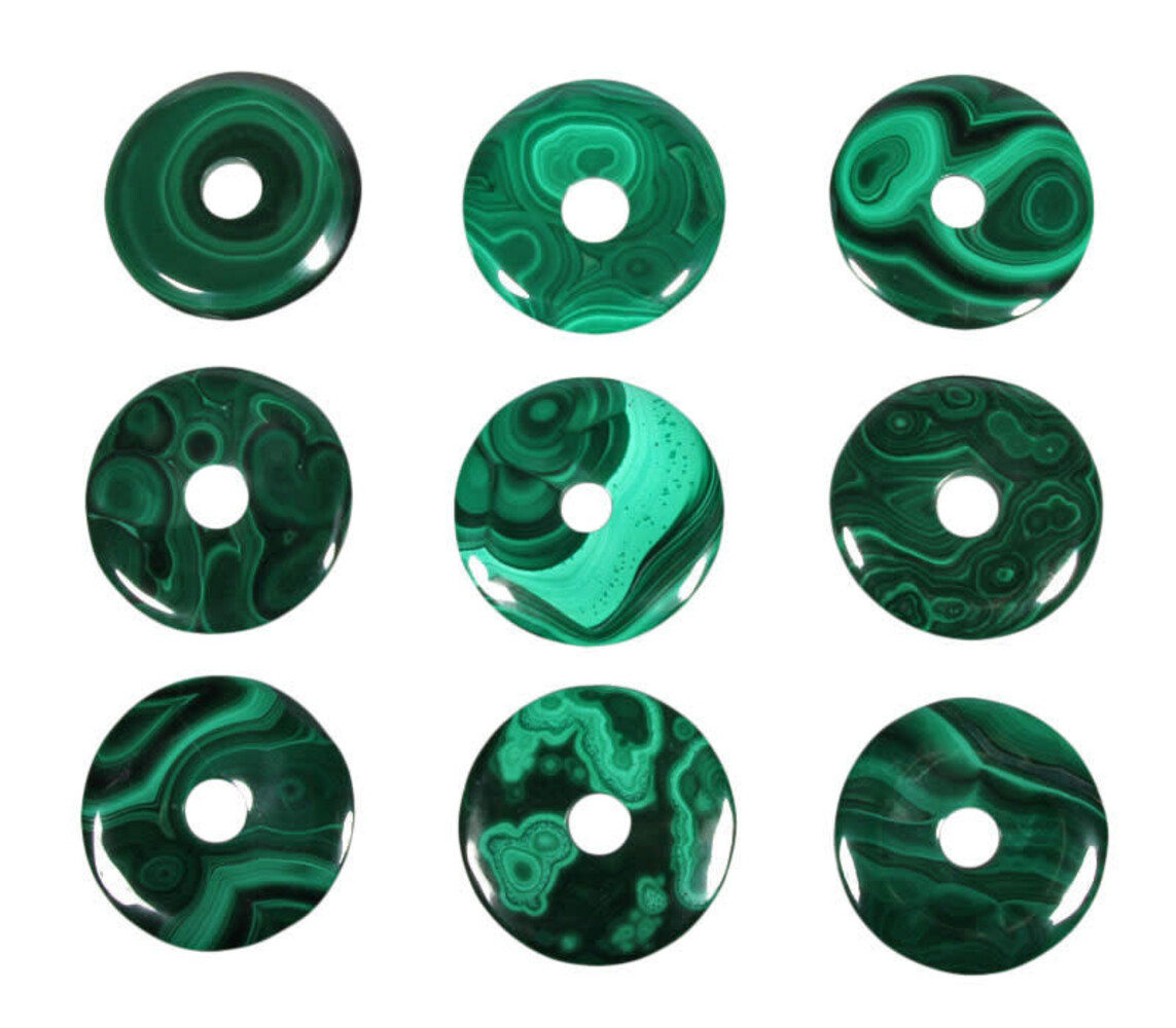 Malachiet hanger donut 4 cm Malachiet hanger donut 4 cm