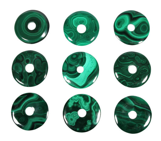 Malachiet hanger donut 4 cm Malachiet hanger donut 4 cm