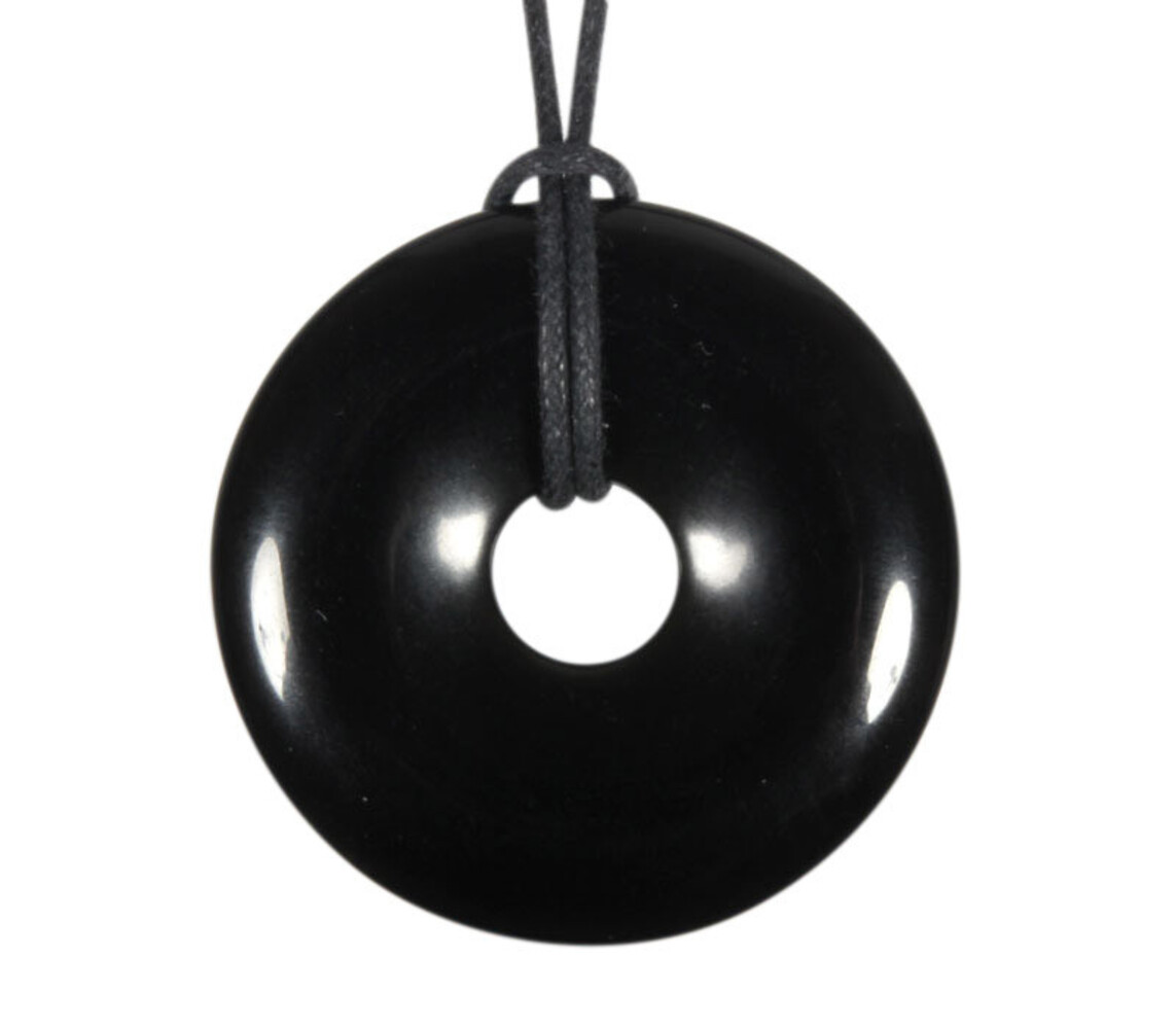 Obsidiaan (zwart) hanger donut 4 cm Obsidiaan (zwart) hanger donut 4 cm
