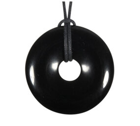 Obsidiaan (zwart) hanger donut 4 cm Obsidiaan (zwart) hanger donut 4 cm