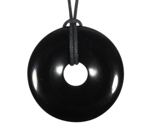 Obsidiaan (zwart) hanger donut 4 cm Obsidiaan (zwart) hanger donut 4 cm