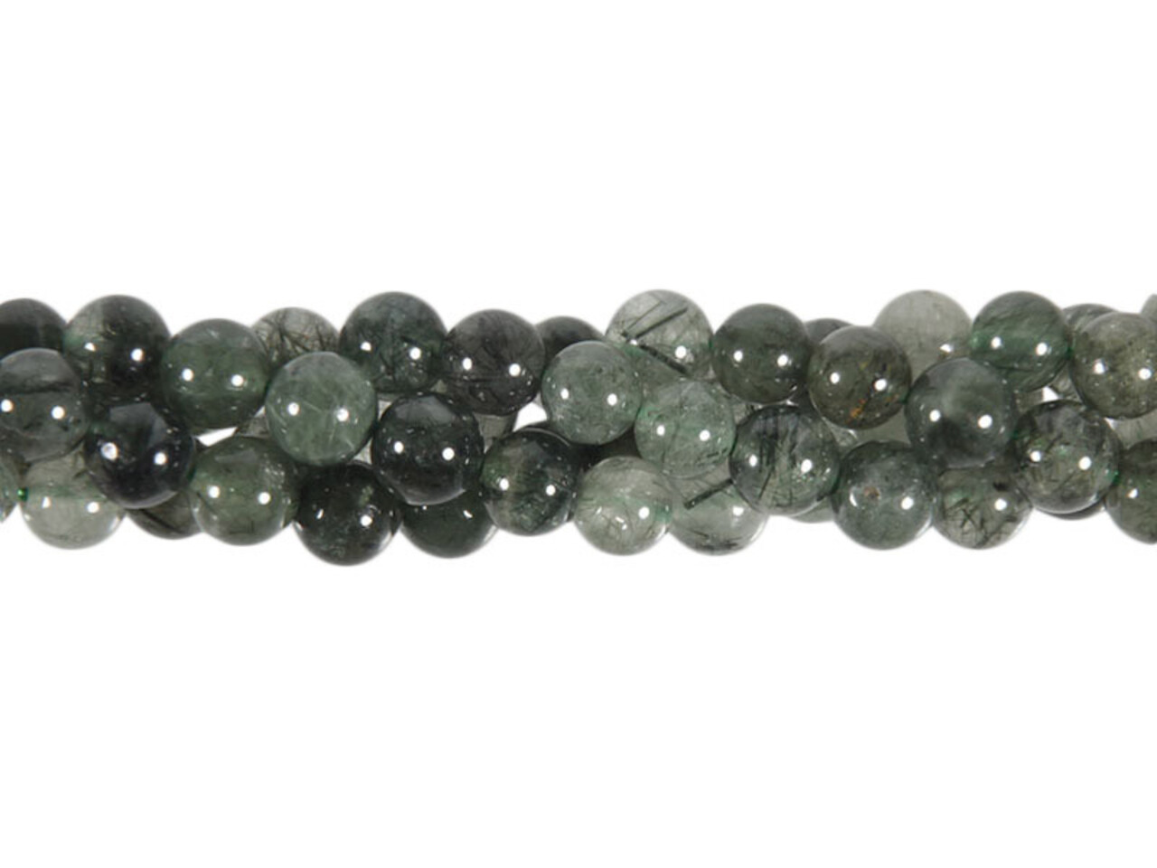 Toermalijnkwarts (groen) kralen rond 6 mm (streng van 40 cm)