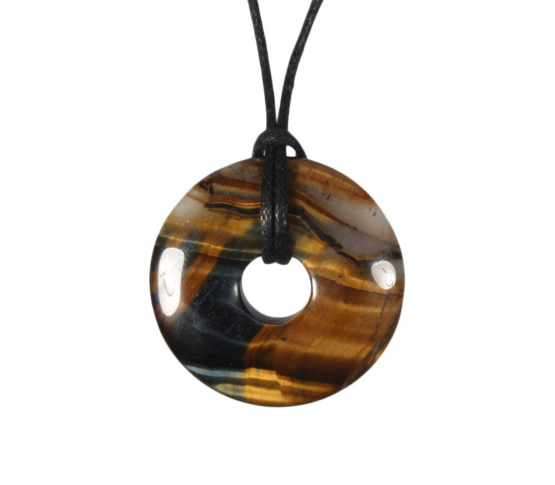 Tijgeroog met valkenoog hanger donut 3 cm Tijgeroog met valkenoog hanger donut 3 cm