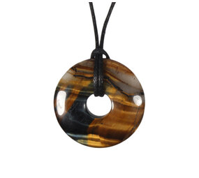 Tijgeroog met valkenoog hanger donut 3 cm Tijgeroog met valkenoog hanger donut 3 cm