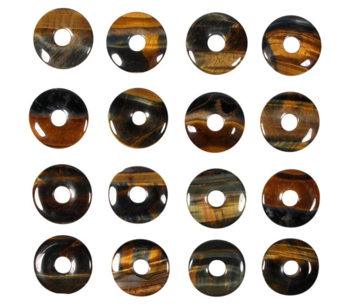 Tijgeroog met valkenoog hanger donut 3 cm Tijgeroog met valkenoog hanger donut 3 cm