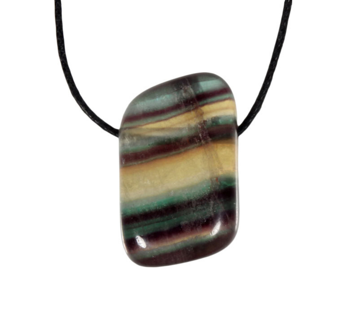 Fluoriet (regenboog) hanger doorboord