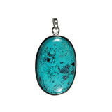 Zilveren hanger chrysocolla | ovaal 3,4 x 2,4 cm Zilveren hanger chrysocolla | ovaal 3,4 x 2,4 cm
