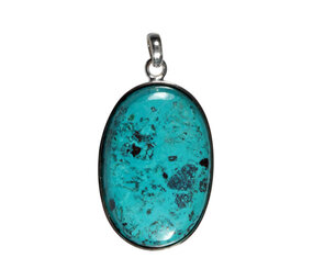 Zilveren hanger chrysocolla | ovaal 3,4 x 2,4 cm Zilveren hanger chrysocolla | ovaal 3,4 x 2,4 cm