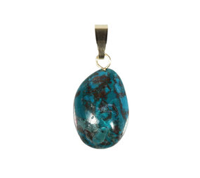 Chrysocolla hanger met 14k gouden oogje Chrysocolla hanger met 14k gouden oogje