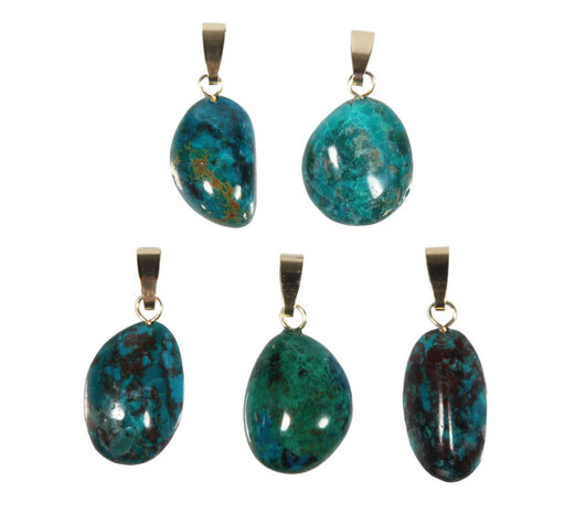 Chrysocolla hanger met 14k gouden oogje