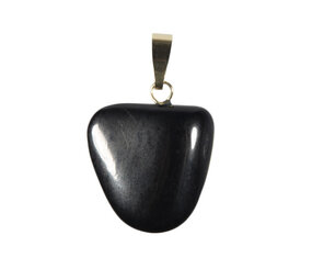 Jade (zwart) hanger met 14k gouden oogje Jade (zwart) hanger met 14k gouden oogje