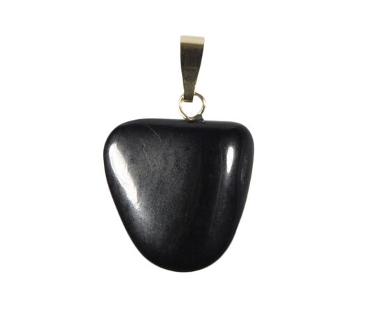 Jade (zwart) hanger met 14k gouden oogje