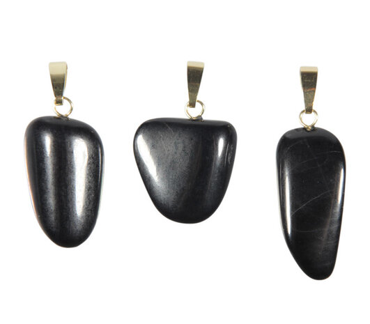 Jade (zwart) hanger met 14k gouden oogje