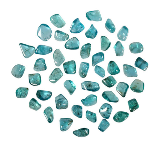 Apatiet (neon) blauw/groen steen getrommeld 0,5 - 1,5 gram Apatiet (neon) blauw/groen steen getrommeld 0,5 - 1,5 gram