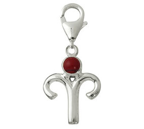 Zilveren bedeltje sterrenbeeld ram met rode jaspis