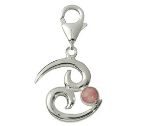 Zilveren bedeltje sterrenbeeld kreeft met rozenkwarts Zilveren bedeltje sterrenbeeld kreeft met rozenkwarts