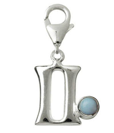 Zilveren bedeltje sterrenbeeld tweelingen met chalcedoon Zilveren bedeltje sterrenbeeld tweelingen met chalcedoon