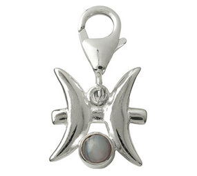 Zilveren bedeltje sterrenbeeld vissen met agaat (Botswana)