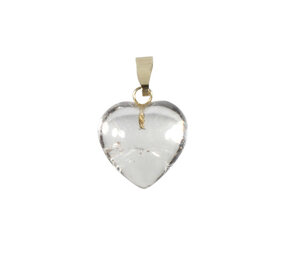 Bergkristal hanger hart met 14k gouden oogje Bergkristal hanger hart met 14k gouden oogje
