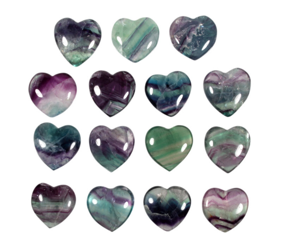 Fluoriet (multi) edelsteen hart 3 cm Fluoriet (multi) edelsteen hart 3 cm