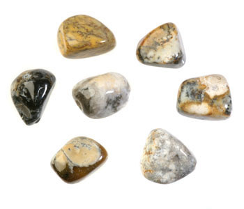 Merliniet (goud/groen) steen getrommeld 10 - 20 gram