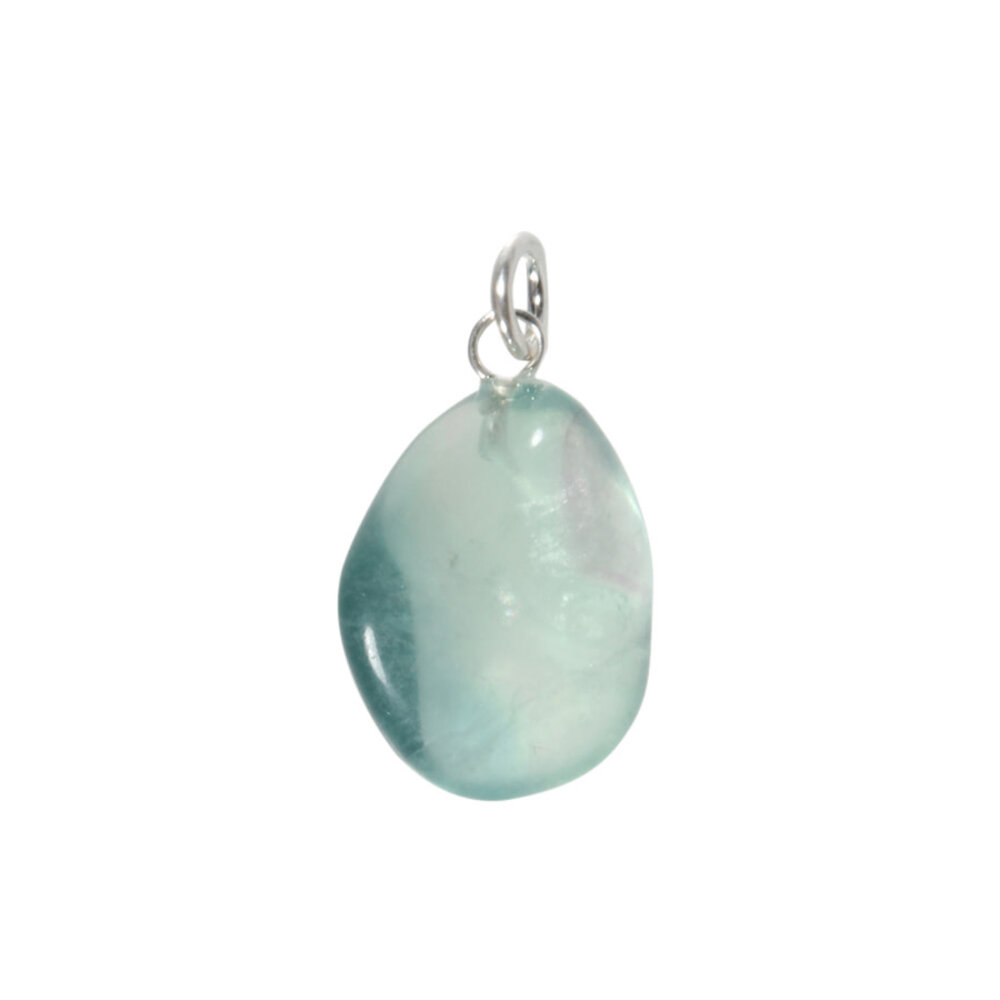 Fluoriet (groen) hanger met zilveren oogje Fluoriet (groen) hanger met zilveren oogje