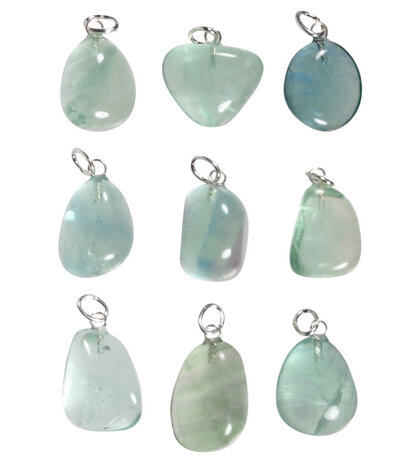 Fluoriet (groen) hanger met zilveren oogje Fluoriet (groen) hanger met zilveren oogje