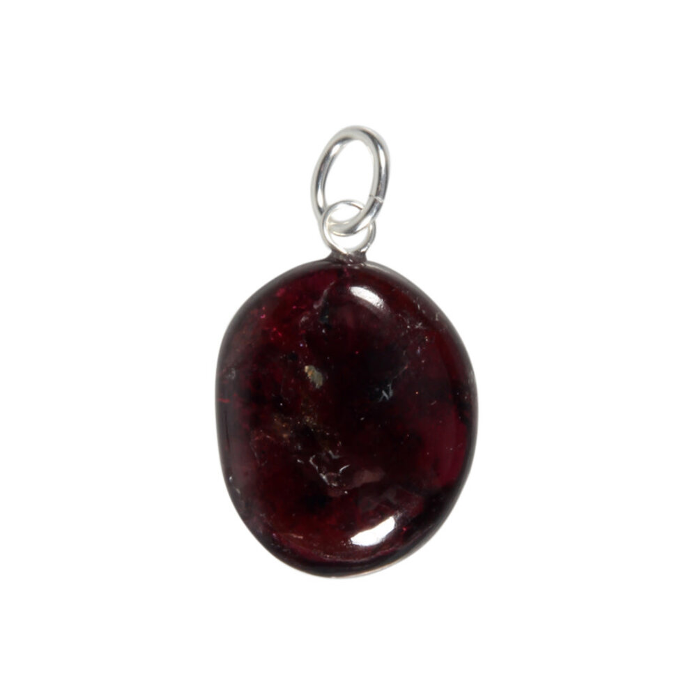 Granaat (rhodoliet) hanger met zilveren oogje Granaat (rhodoliet) hanger met zilveren oogje