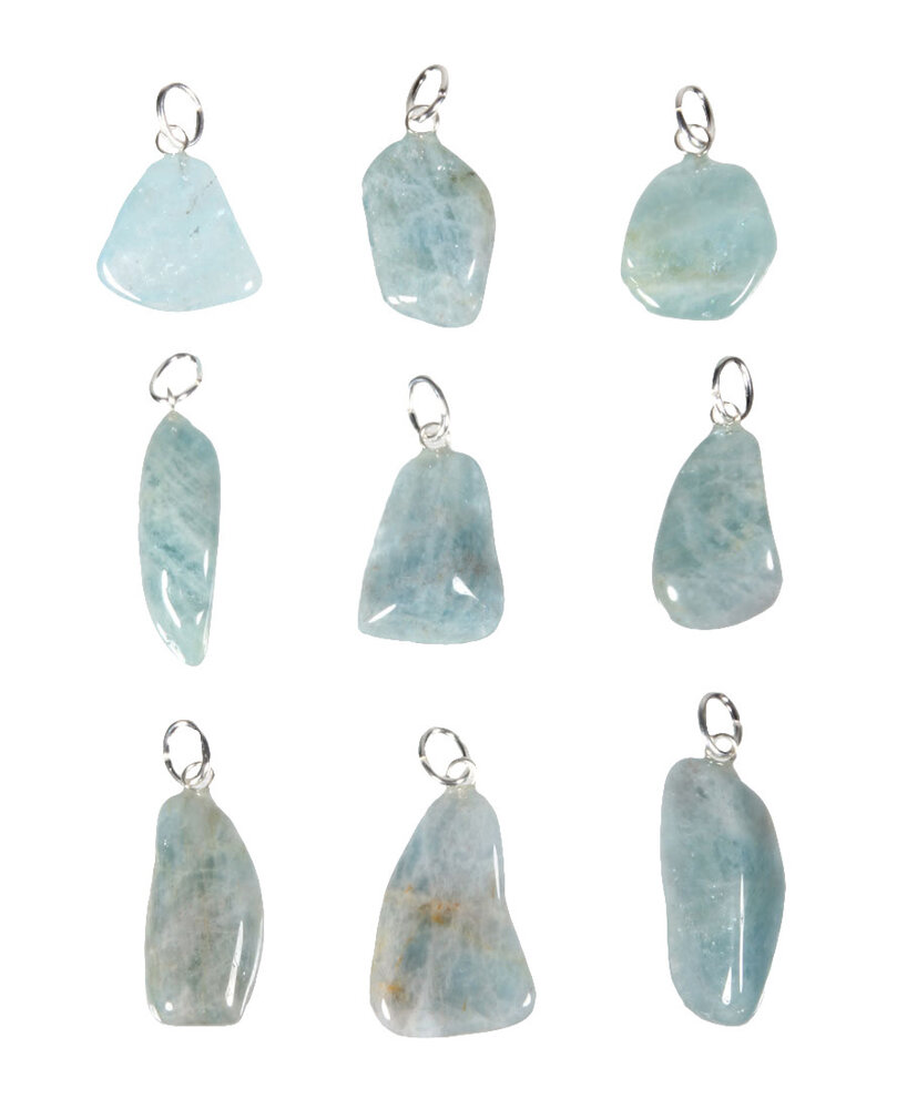 Aquamarijn hanger met zilveren oogje