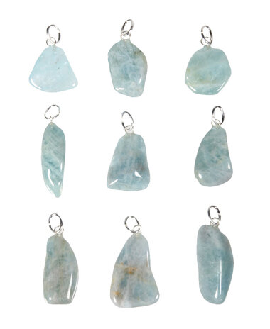 Aquamarijn hanger met zilveren oogje