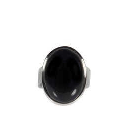 Zilveren ring onyx maat 17 | ovaal 2 x 1,5 cm