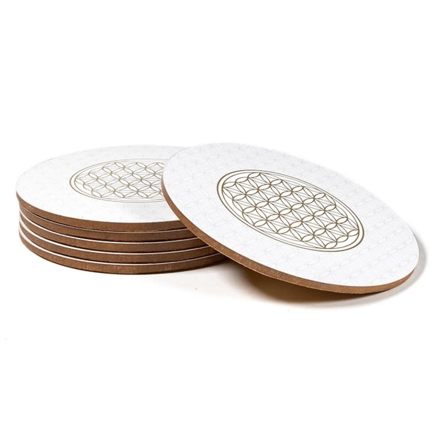 Premium - Houten onderzetters - Bloem van het leven/levensboom - Set