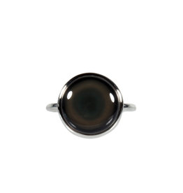 Zilveren ring obsidiaan (regenboog) maat 18 | rond 1,4 cm