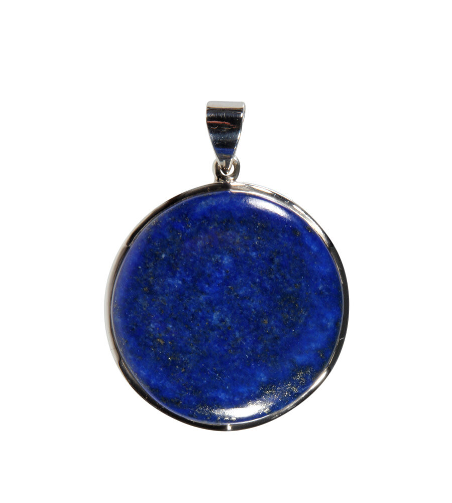 Zilveren hanger lapis lazuli | rond 3,5 cm Zilveren hanger lapis lazuli | rond 3,5 cm