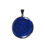 Zilveren hanger lapis lazuli | rond 3,5 cm