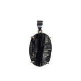 Zilveren hanger toermalijn (zwart) | ovaal ruw gezet 2,8 x 1,9 cm Zilveren hanger toermalijn (zwart) | ovaal ruw gezet 2,8 x 1,9 cm