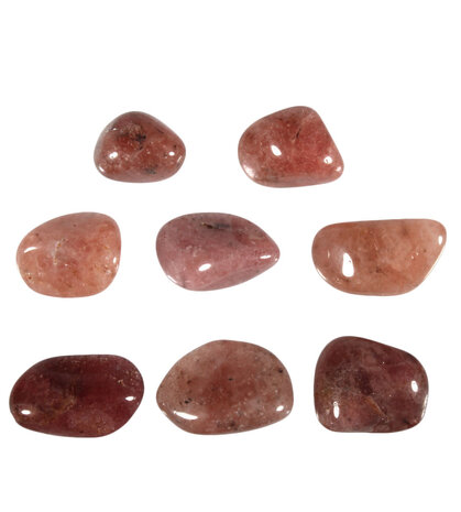 Aardbeienkwarts steen getrommeld 5 - 10 gram Aardbeienkwarts steen getrommeld 5 - 10 gram