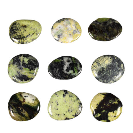 Magnetiet in serpentijn steen plat gepolijst