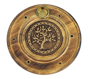 Wierookhouder hout rond levensboom Wierookhouder hout rond levensboom