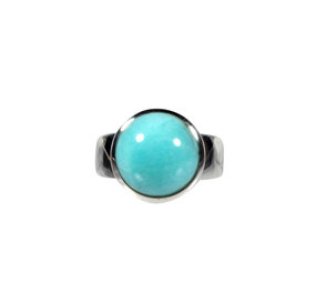 Zilveren ring amazoniet maat 18 | rond 1,3 cm (2) Zilveren ring amazoniet maat 18 | rond 1,3 cm (2)