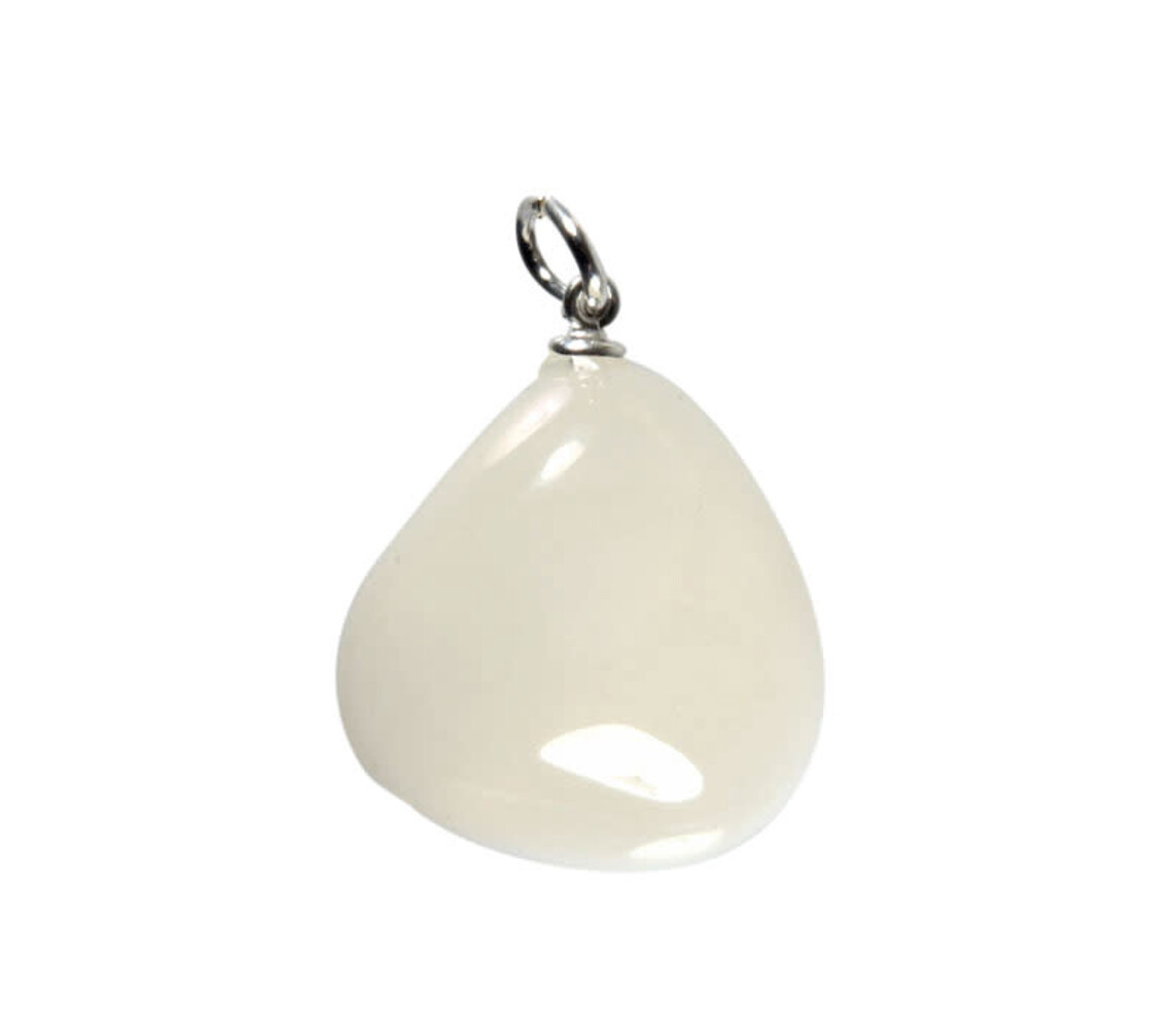 Agaat (wit) hanger met zilveren oogje