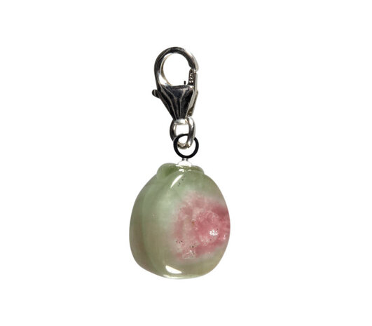 Toermalijn (watermeloen) bedeltje met sterling zilveren slotje