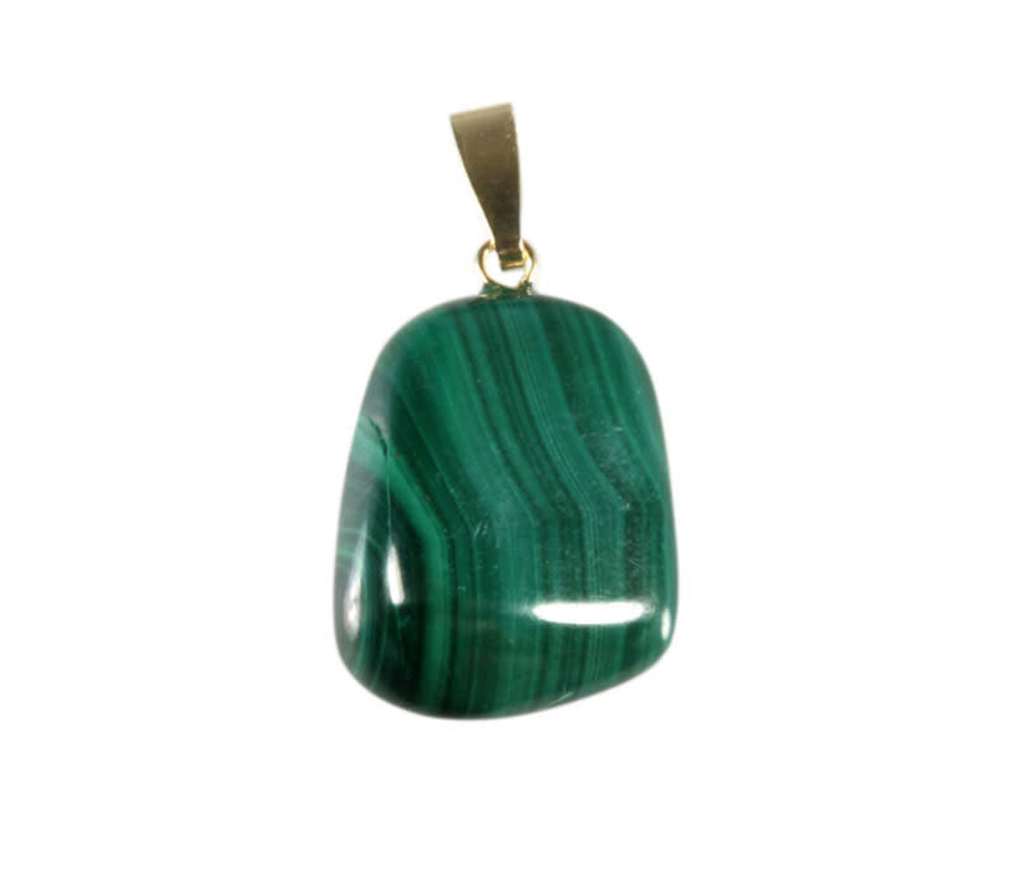 Malachiet hanger met 14k gouden oogje Malachiet hanger met 14k gouden oogje