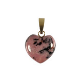 Rhodoniet hanger hart met 14k gouden oogje Rhodoniet hanger hart met 14k gouden oogje