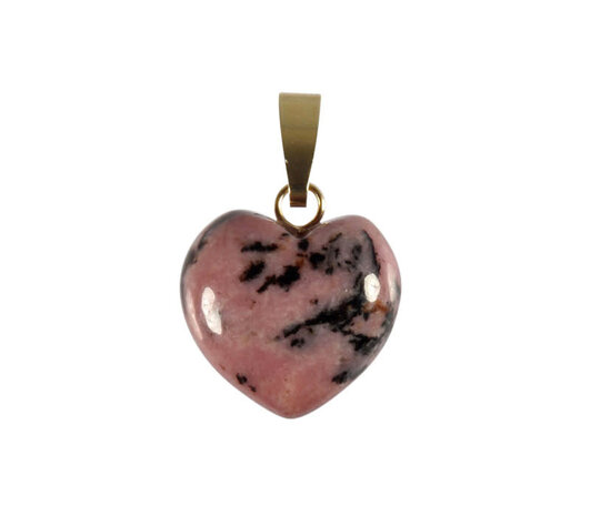 Rhodoniet hanger hart met 14k gouden oogje