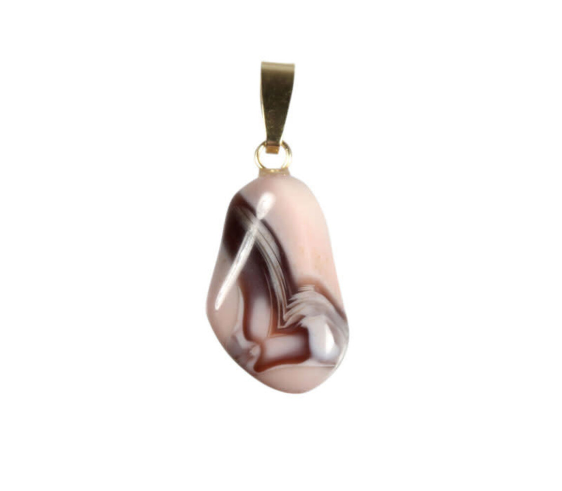Agaat (Botswana) hanger roze met 14k gouden oogje Agaat (Botswana) hanger roze met 14k gouden oogje