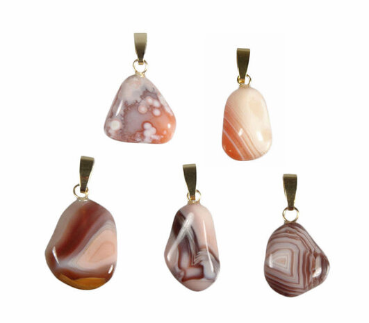 Agaat (Botswana) hanger roze met 14k gouden oogje Agaat (Botswana) hanger roze met 14k gouden oogje